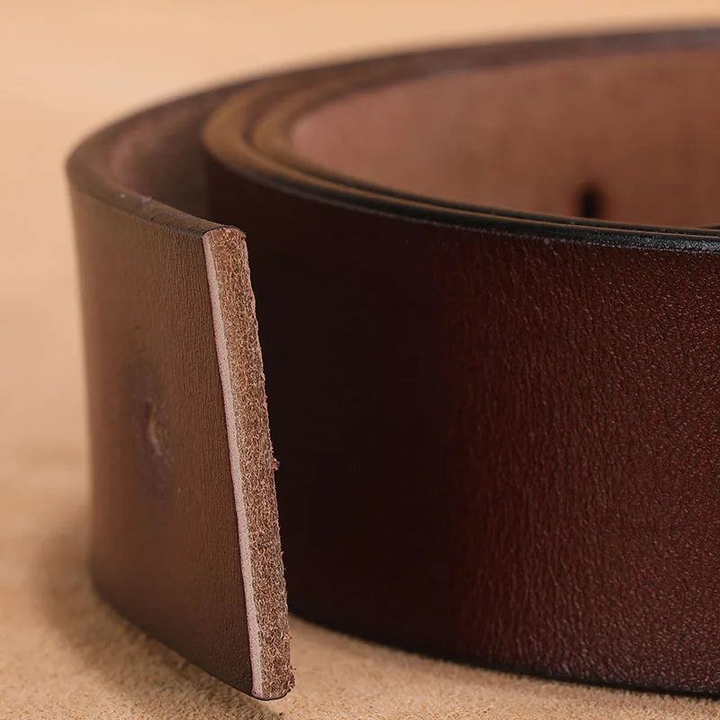 New Retro Pure Leather Smooth Letter Buckle Men Belts