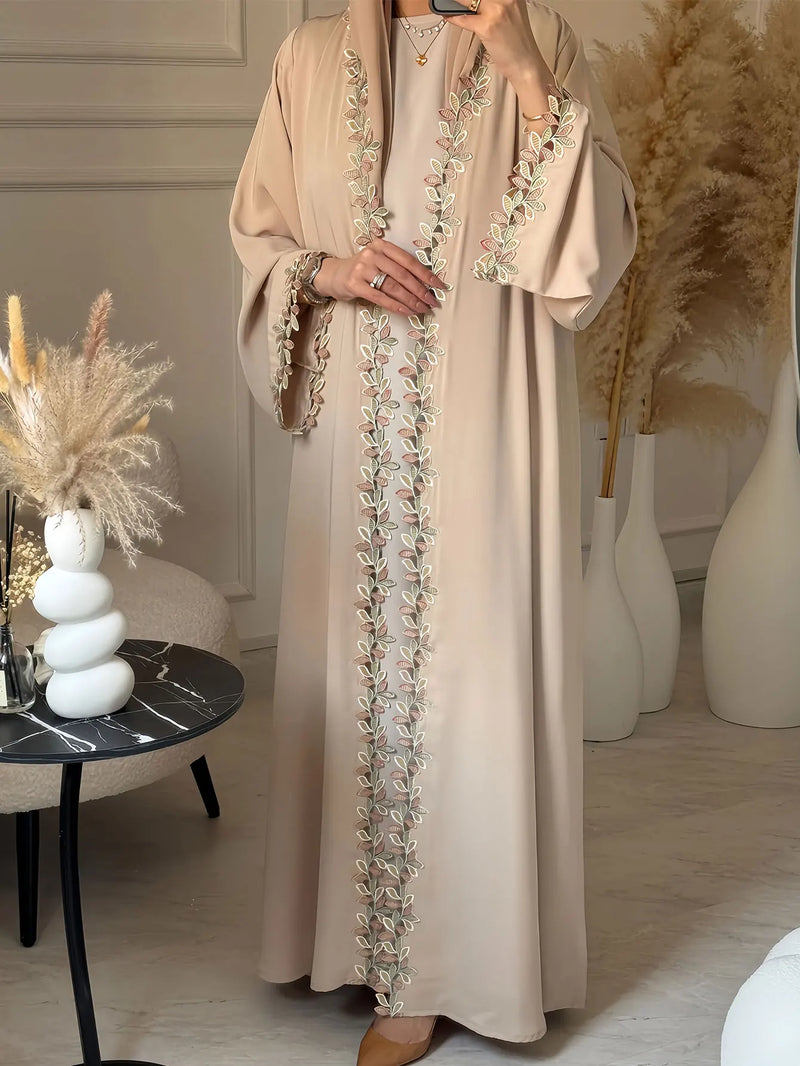 Dubai Elegant Beige Abaya for Muslim Women