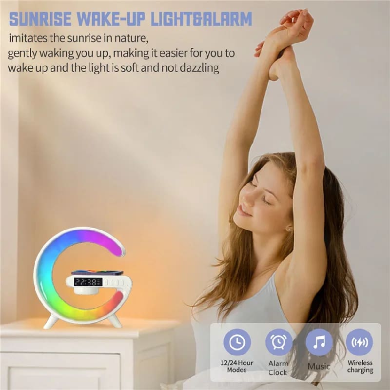 Bluetooth Speaker Wireless Charger for Android and iPhone with Desk Lamp