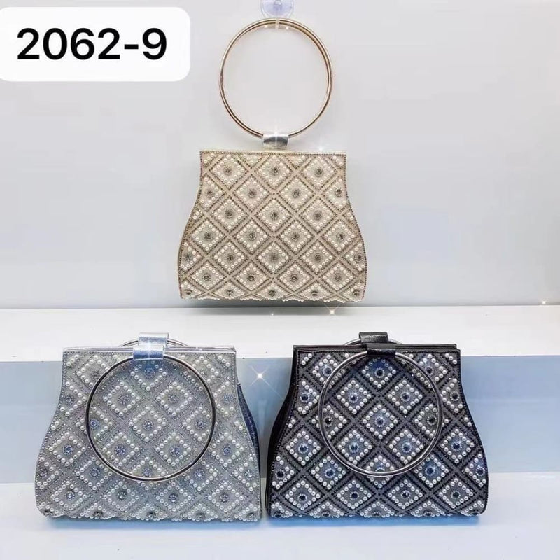 Diamond Rhinestone Clutch Crystal Party Bag For Woman 2062-9 Silver HANDBAGS