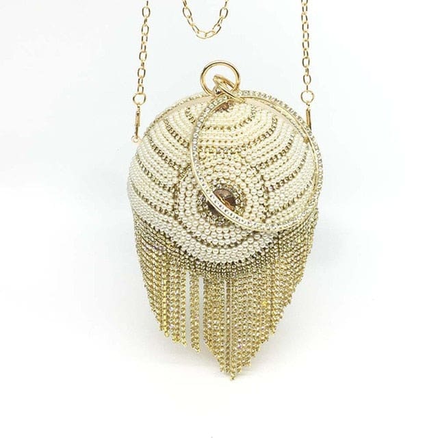 Diamond Tassels Rhinestone Round Ball Wedding Party Bags Clutch