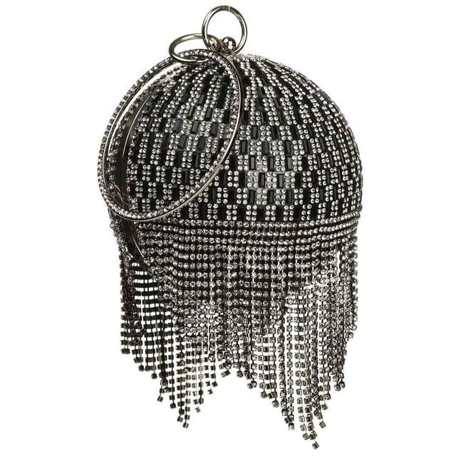 Diamond Tassels Rhinestone Round Ball Wedding Party Bags Clutch