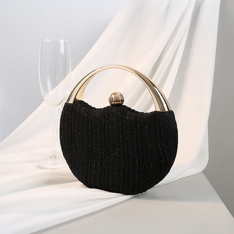 Elegant Round Shoulder Luxury Wedding Women Clutch Black C Handbags