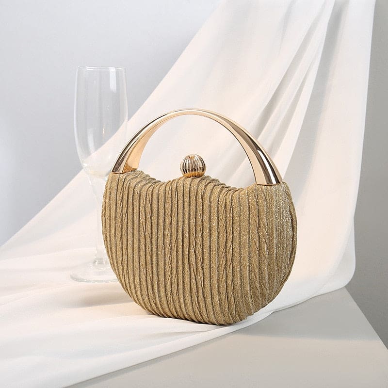 Elegant Round Shoulder Luxury Wedding Women Clutch Gold C Handbags