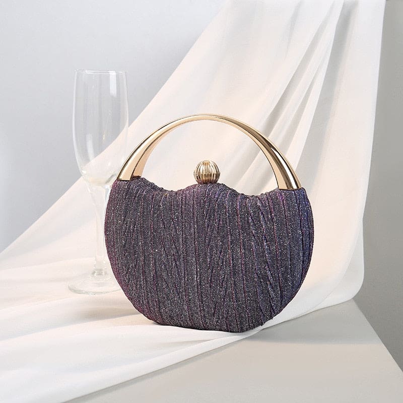 Elegant Round Shoulder Luxury Wedding Women Clutch Purple C Handbags