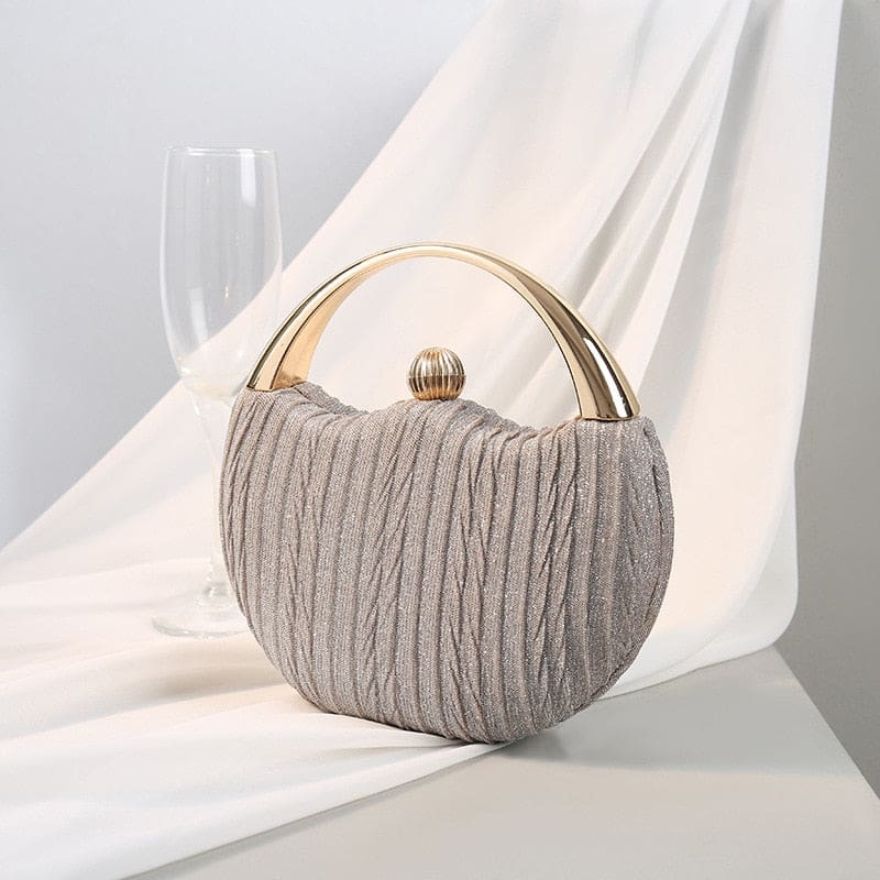 Elegant Round Shoulder Luxury Wedding Women Clutch Silver C Handbags