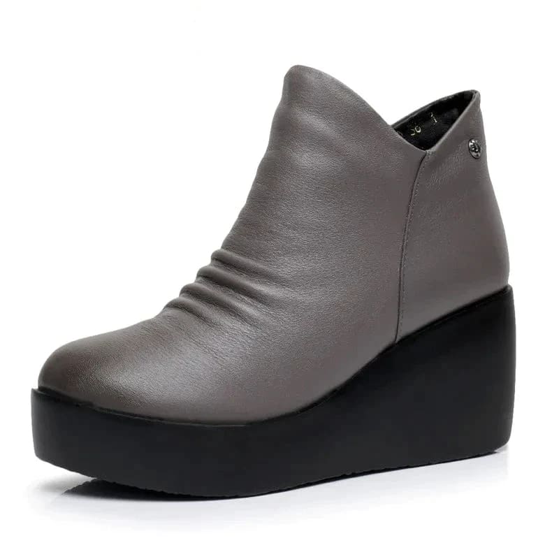 Genuine Leather Height Increasing Ankle Women Boots