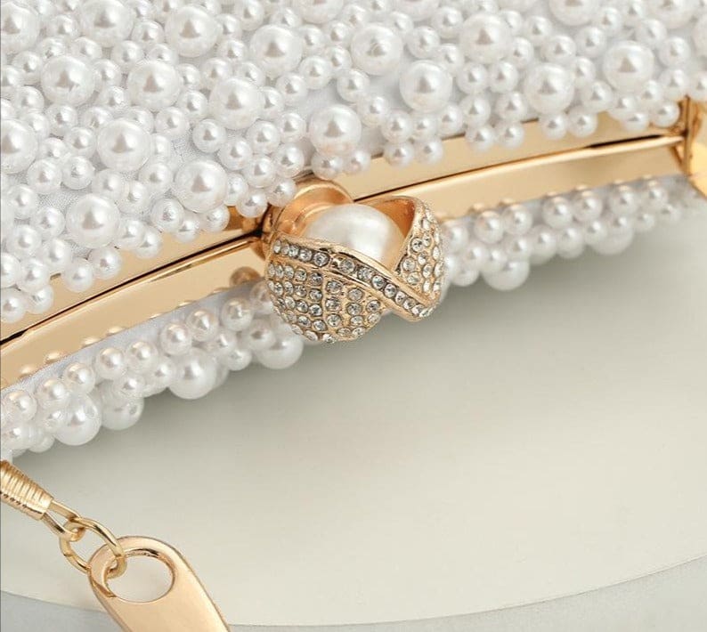 Luxury Pearl Crystal Wedding Clutch