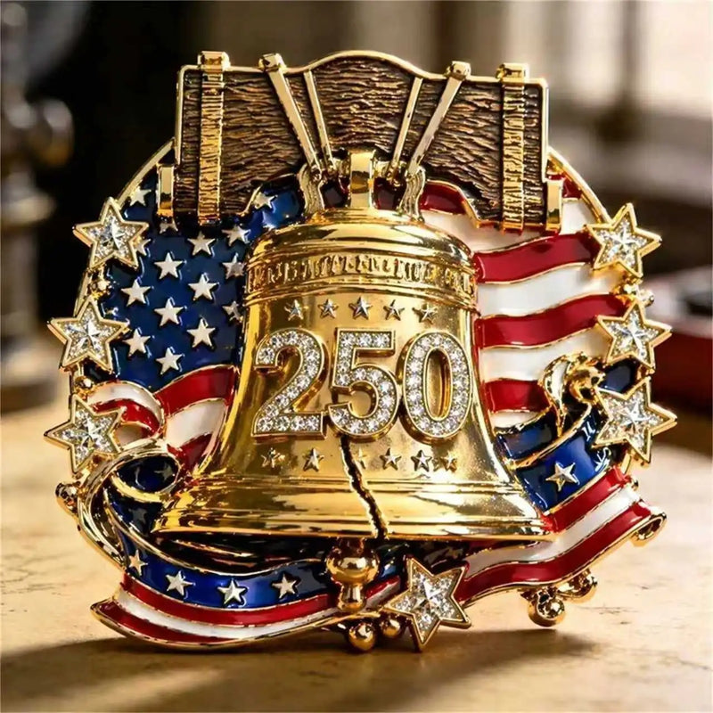 250th Anniversary of America Patriotic American Flag Rhinestone Brooch Badge Lapel Pin
