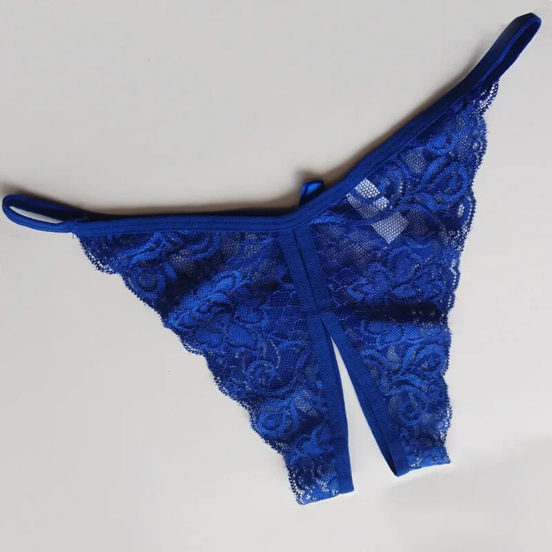 Flower Lace Female Briefs Thongs G-string Women Sexy Opening Crotch Panties