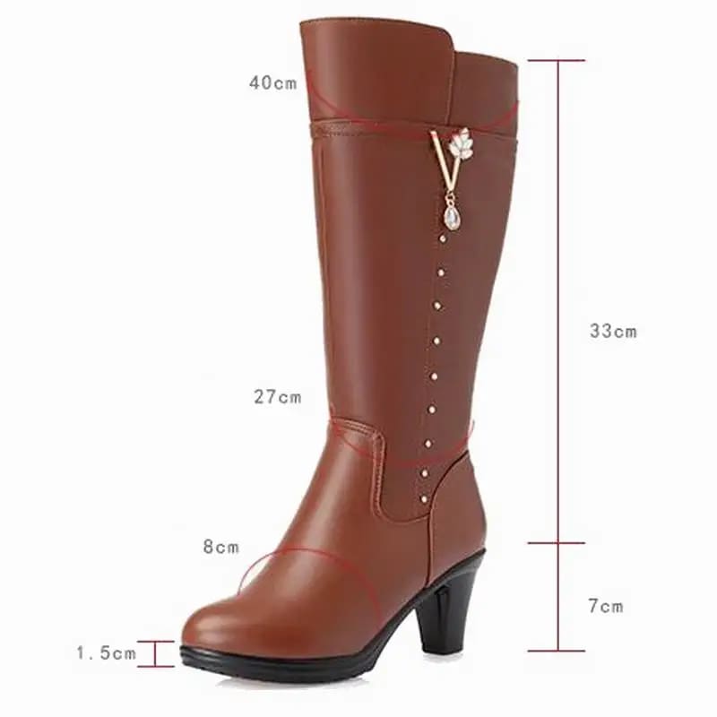 Women Knee High Boots Warm Wool Plush WOMEN BOOTS