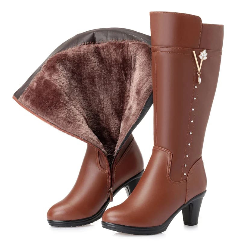 Women Knee High Boots Warm Wool Plush WOMEN BOOTS