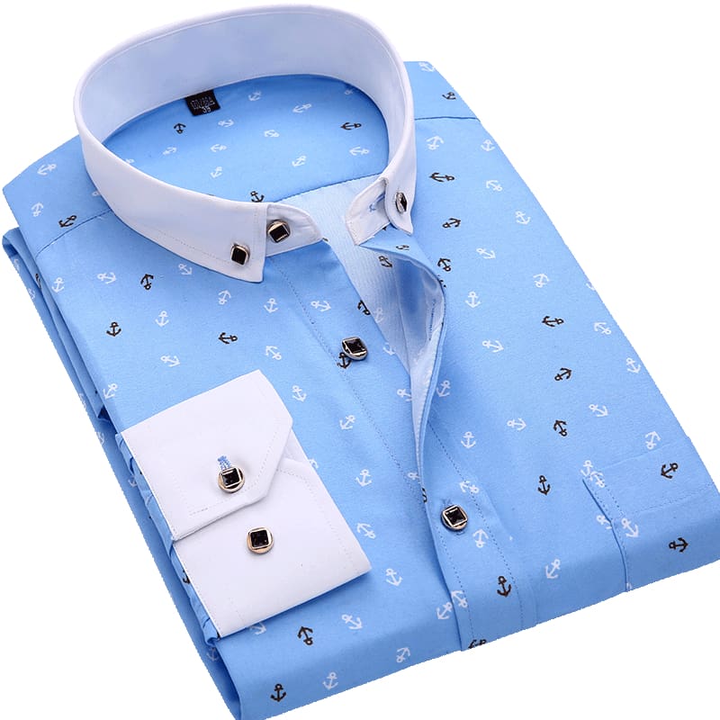 100 polyester mens dress shirts SYMOID Mens Dark Blue Long Sleeve Dress Shirt - 100% Polyester, Wrinkle Resistant & Easy Care, Classic Spread Collar, S-XXXL for Business & Casual Occasions,Size 2XL