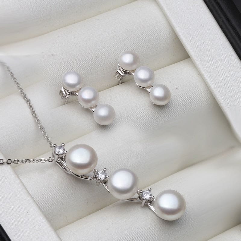 100% real natural pearl set for women