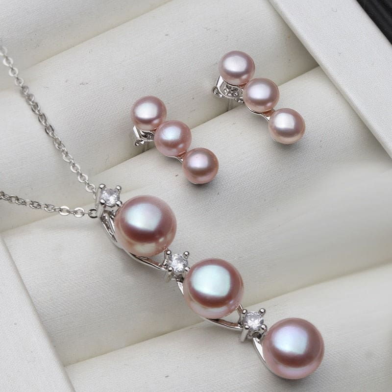 100% real natural pearl set for women