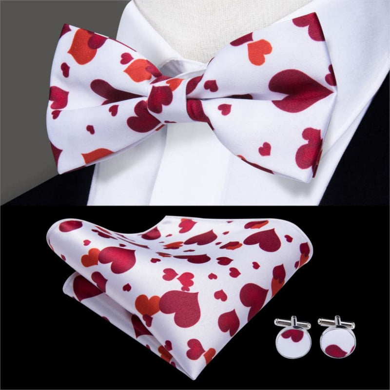 100% silk butterfly pre-tied bow tie cufflinks set lh-511