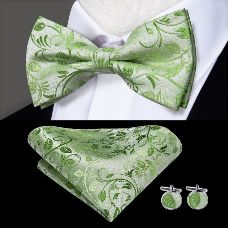 100% silk butterfly pre-tied bow tie cufflinks set lh-515