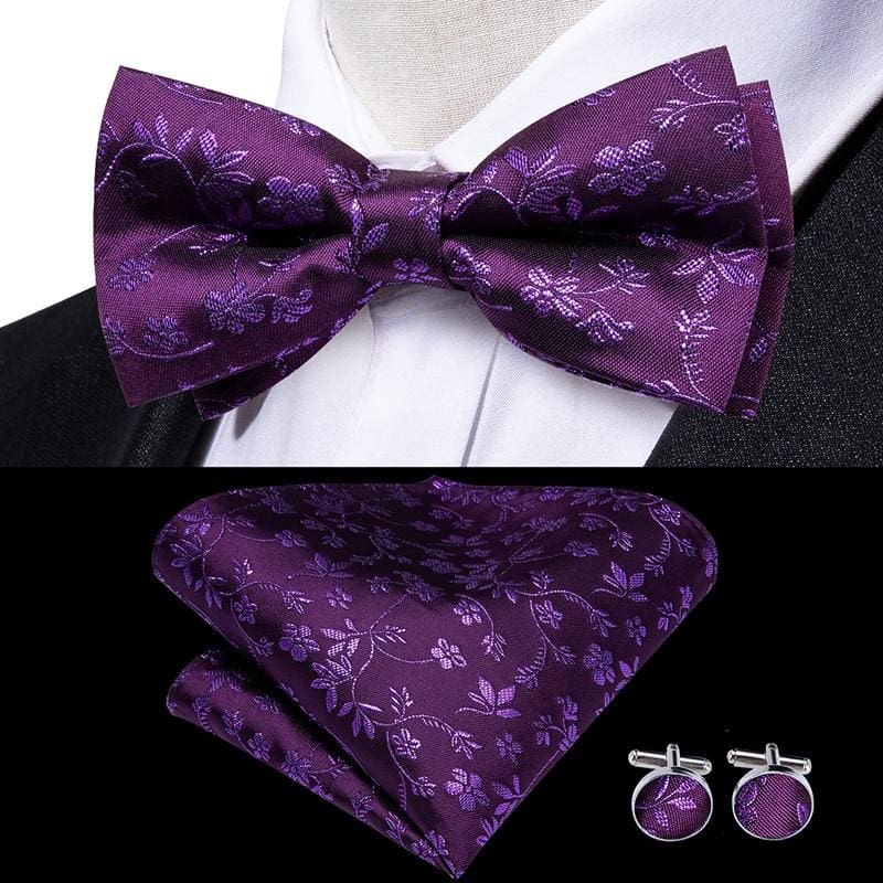 100% silk butterfly pre-tied bow tie cufflinks set lh-522