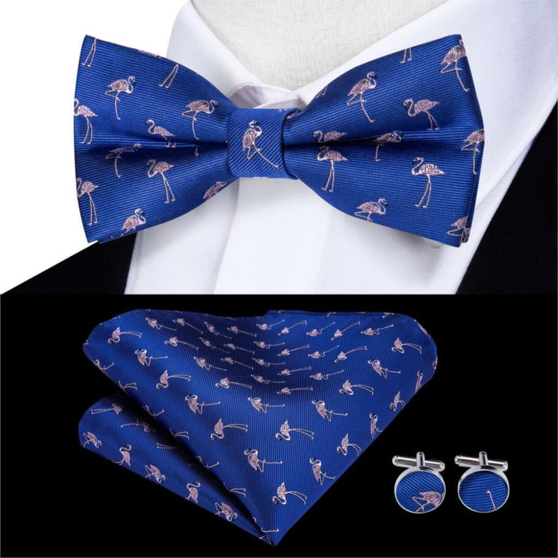 100% silk butterfly pre-tied bow tie cufflinks set lh-530