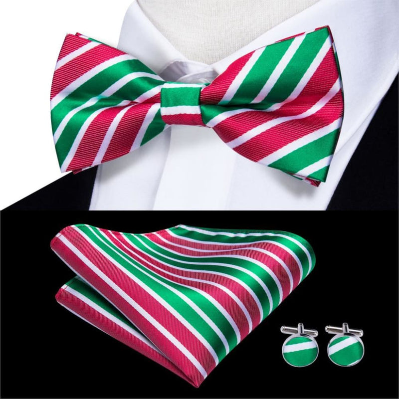 100% silk butterfly pre-tied bow tie cufflinks set lh-539