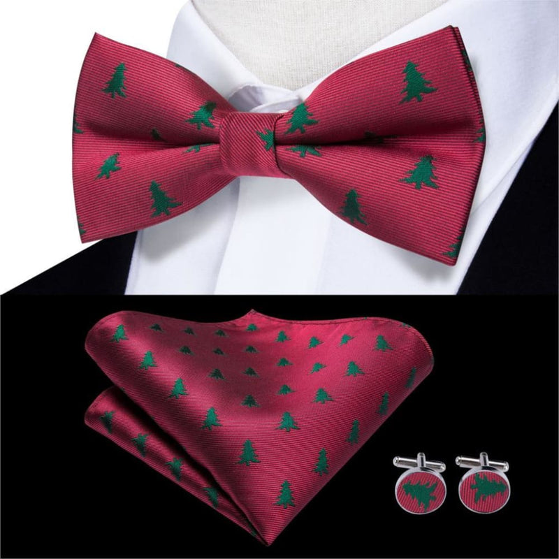 100% silk butterfly pre-tied bow tie cufflinks set lh-542