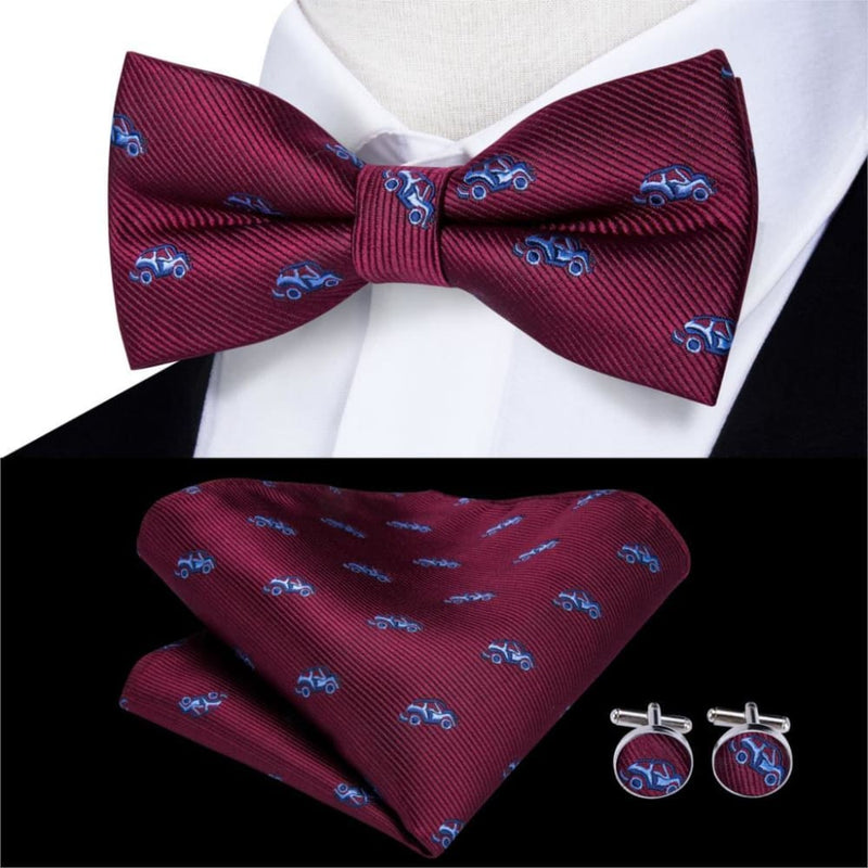 100% silk butterfly pre-tied bow tie cufflinks set lh-545