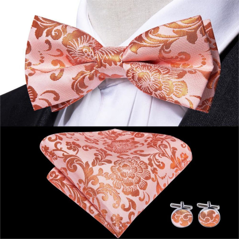 100% silk butterfly pre-tied bow tie cufflinks set lh-549