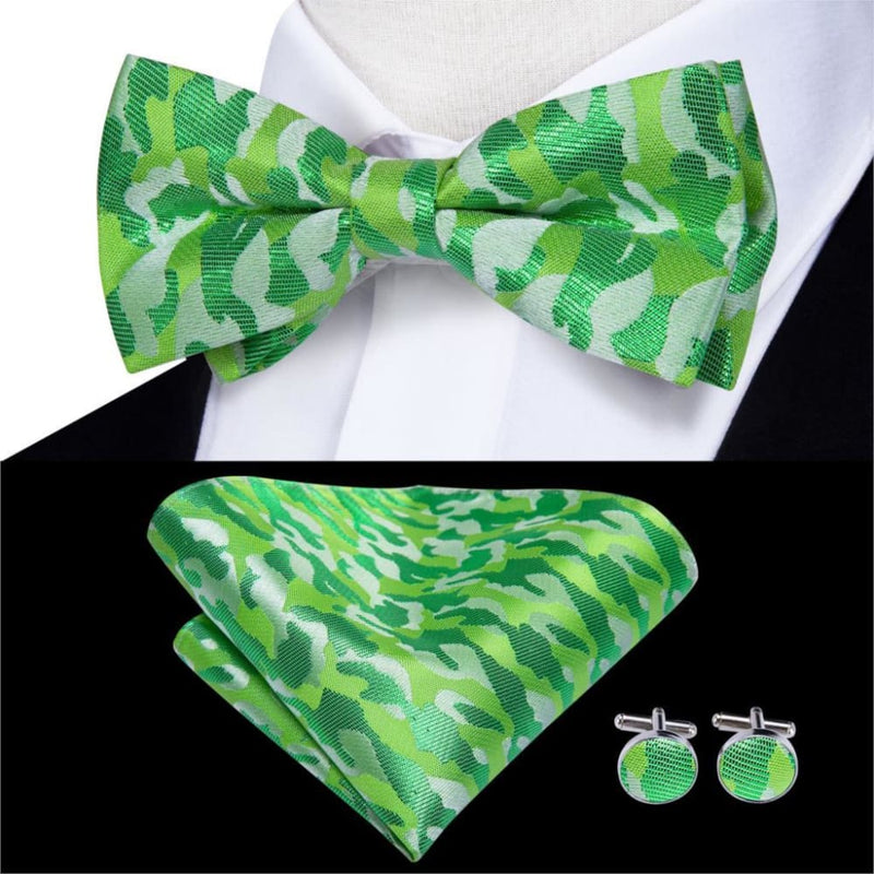 100% silk butterfly pre-tied bow tie cufflinks set lh-552
