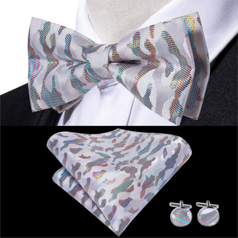 100% silk butterfly pre-tied bow tie cufflinks set lh-553