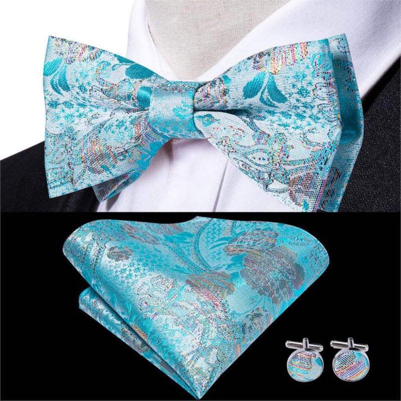 100% silk butterfly pre-tied bow tie cufflinks set lh-554