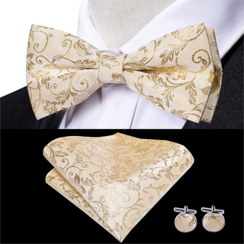 100% silk butterfly pre-tied bow tie cufflinks set lh-557