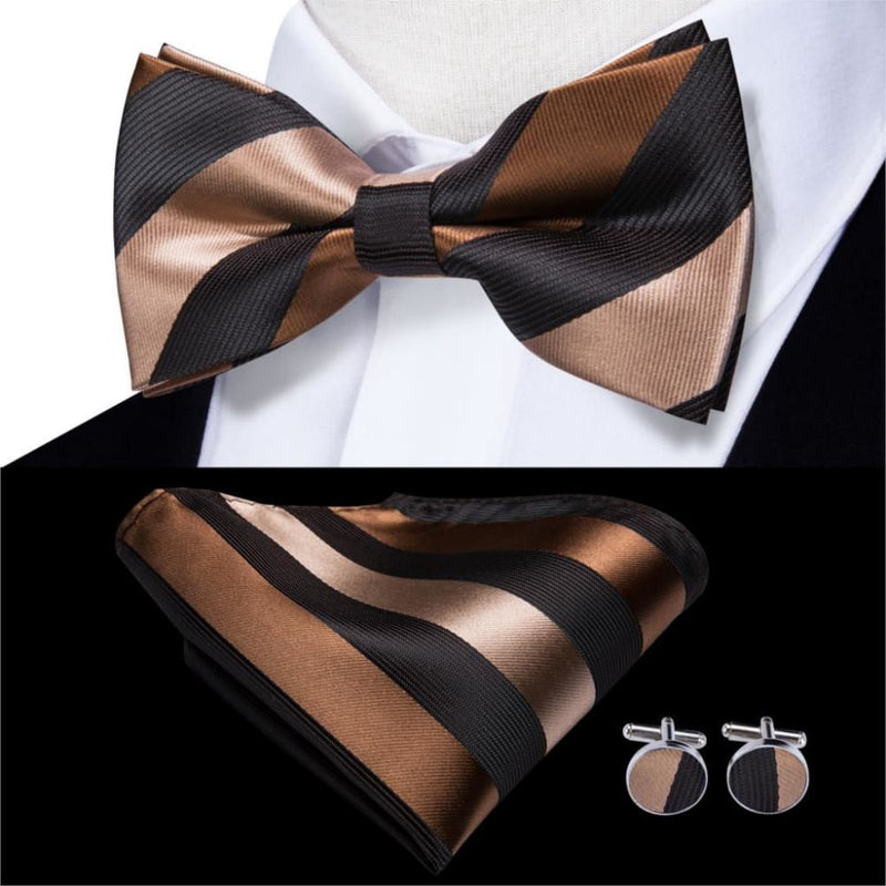 100% silk butterfly pre-tied bow tie cufflinks set lh-737