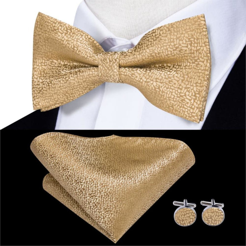 100% silk butterfly pre-tied bow tie cufflinks set lh-738