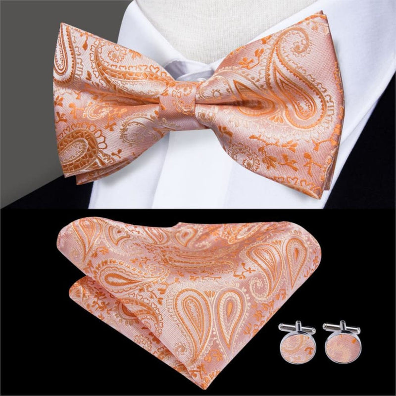 100% silk butterfly pre-tied bow tie cufflinks set lh-739