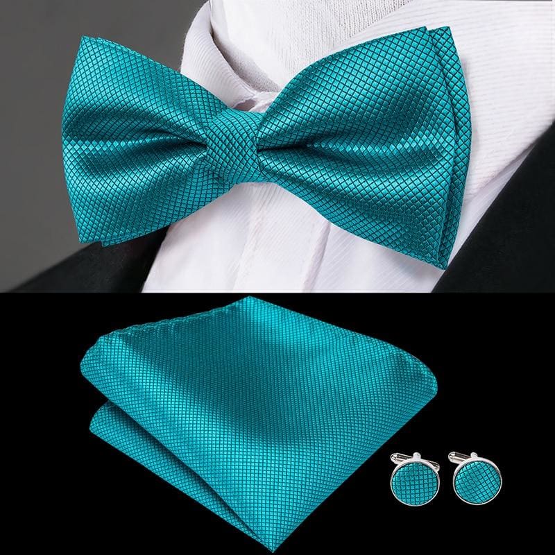 100% silk butterfly pre-tied bow tie cufflinks set lh-760