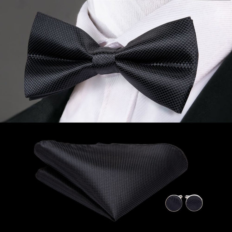 100% silk butterfly pre-tied bow tie cufflinks set lh-772