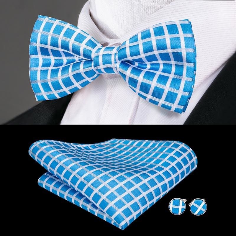 100% silk butterfly pre-tied bow tie cufflinks set lh-773