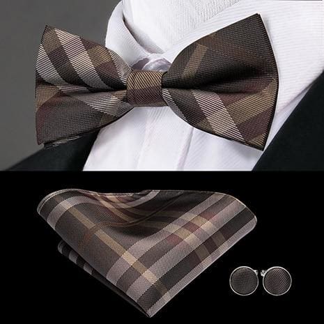 100% silk butterfly pre-tied bow tie cufflinks set lh-777