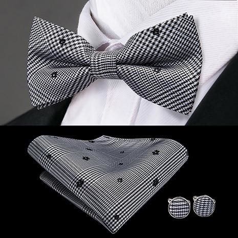 100% silk butterfly pre-tied bow tie cufflinks set lh-778