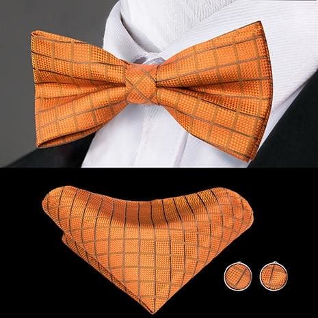100% silk butterfly pre-tied bow tie cufflinks set lh-781