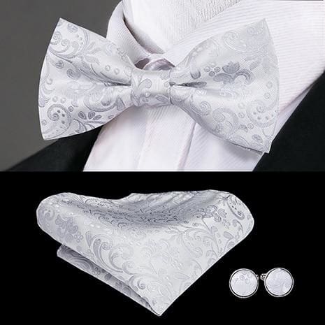 100% silk butterfly pre-tied bow tie cufflinks set lh-791