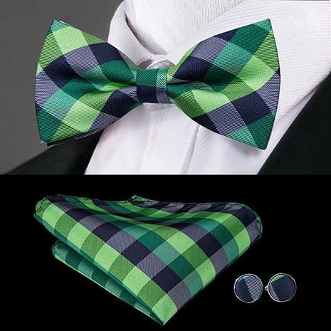 100% silk butterfly pre-tied bow tie cufflinks set lh-792