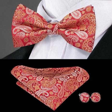 100% silk butterfly pre-tied bow tie cufflinks set lh-793