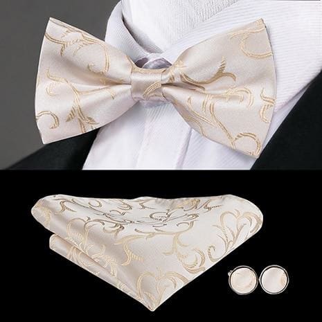 100% silk butterfly pre-tied bow tie cufflinks set lh-795