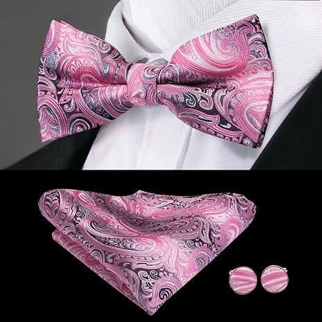100% silk butterfly pre-tied bow tie cufflinks set lh-799