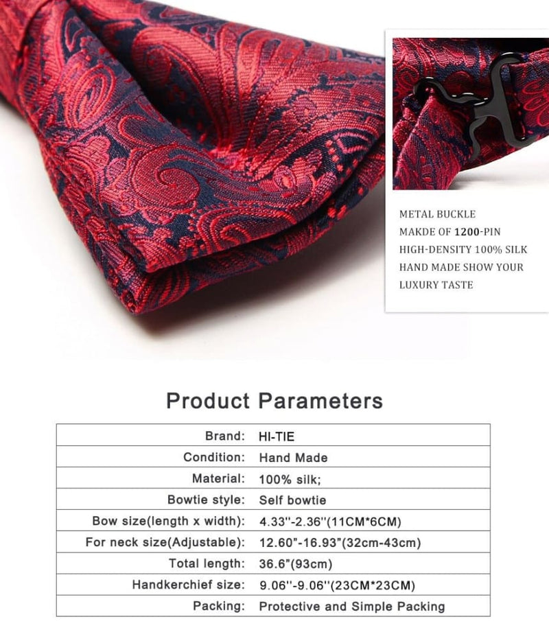 100% silk butterfly pre-tied bow tie cufflinks set