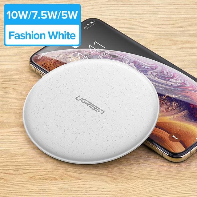 10w qi wireless charger for iphone x xs xr 8 plus samsung s8 s9 s10 fashion white