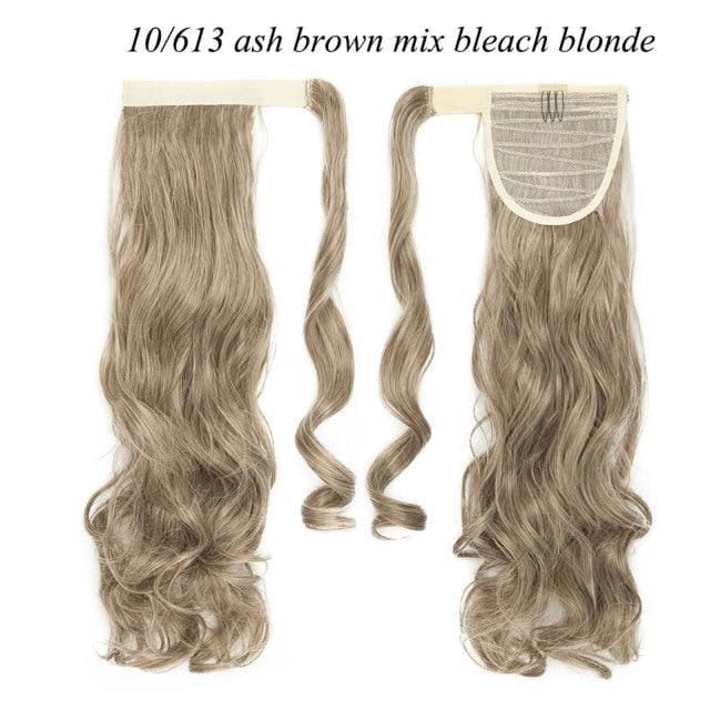 17inch long wavy natural ponytail clip in hairpiece wrap 10-613 / 17inches