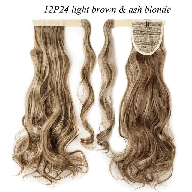 17inch long wavy natural ponytail clip in hairpiece wrap 12p24 / 17inches