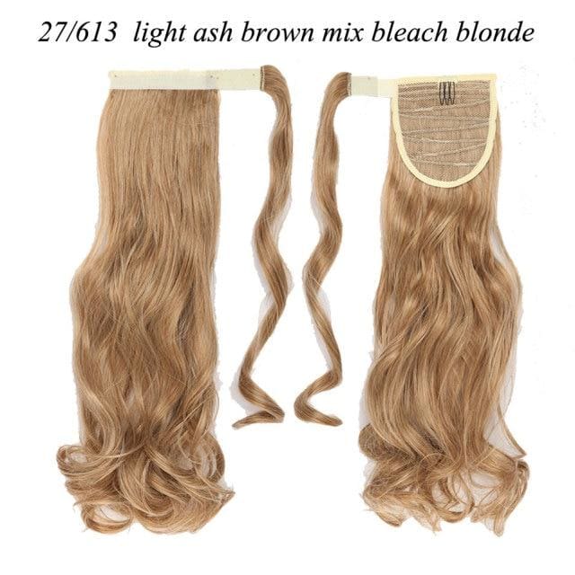 17inch long wavy natural ponytail clip in hairpiece wrap 27-613 / 17inches